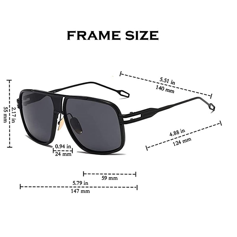 GOBIGER Aviator Sunglasses for Men 100% UV Protection Goggle Alloy Frame with Case (2 Pack/Brown Lens+Black Frame Grey Lens) - Image 5