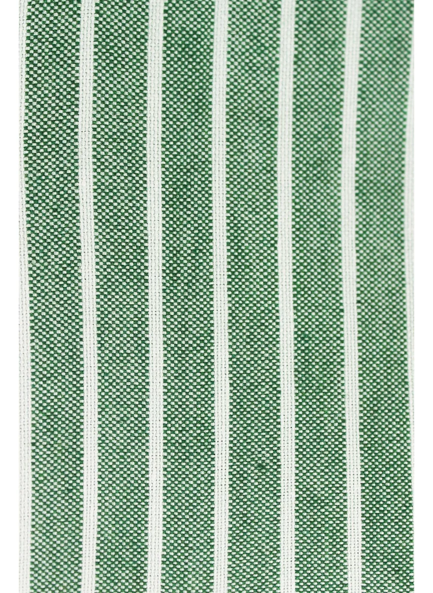 Varetta Men's Green Striped Board Pattern Long Sleeve Button Down Collar Classic Cut Shirt
