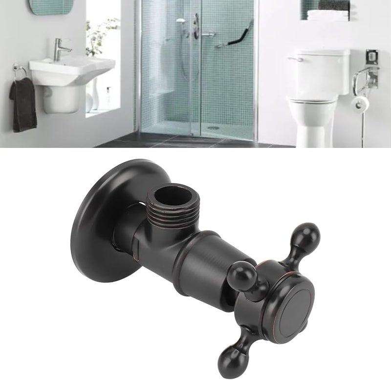 Black Brass Retro Angle Valve Hot Cold Water Control for Bathroom Shower Toilet Kitchen - Image 2