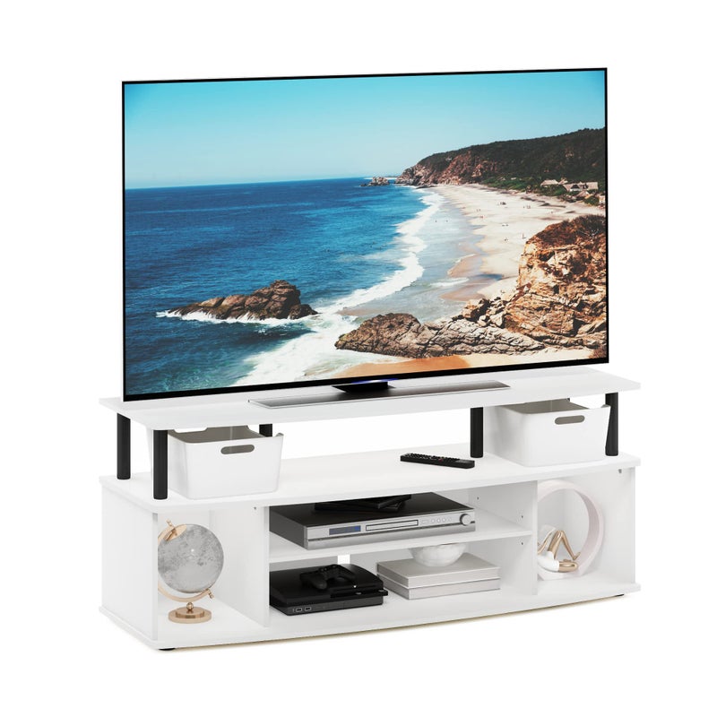 Furinno Jaya Large Entertainment Center Hold up to 55in TV Inch WhiteBlack