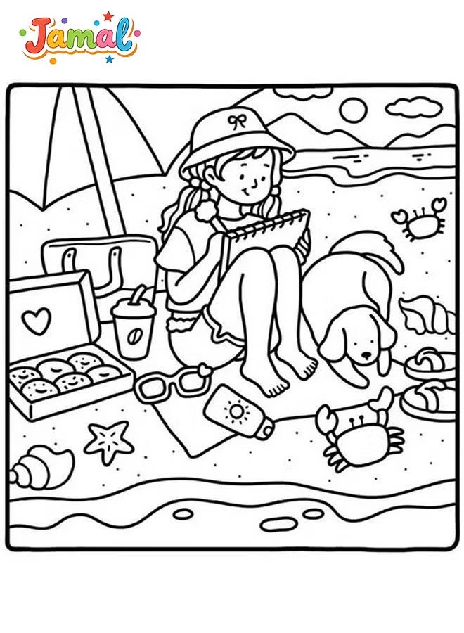 Jamal Girl Moments & Little Corner Coloring paper – 2-Book Cozy Relaxation Set for Adults, Kids & Teens | Cute Daily Scenes, Mindfulness Stress Relief & Family Bonding Activity - Image 4