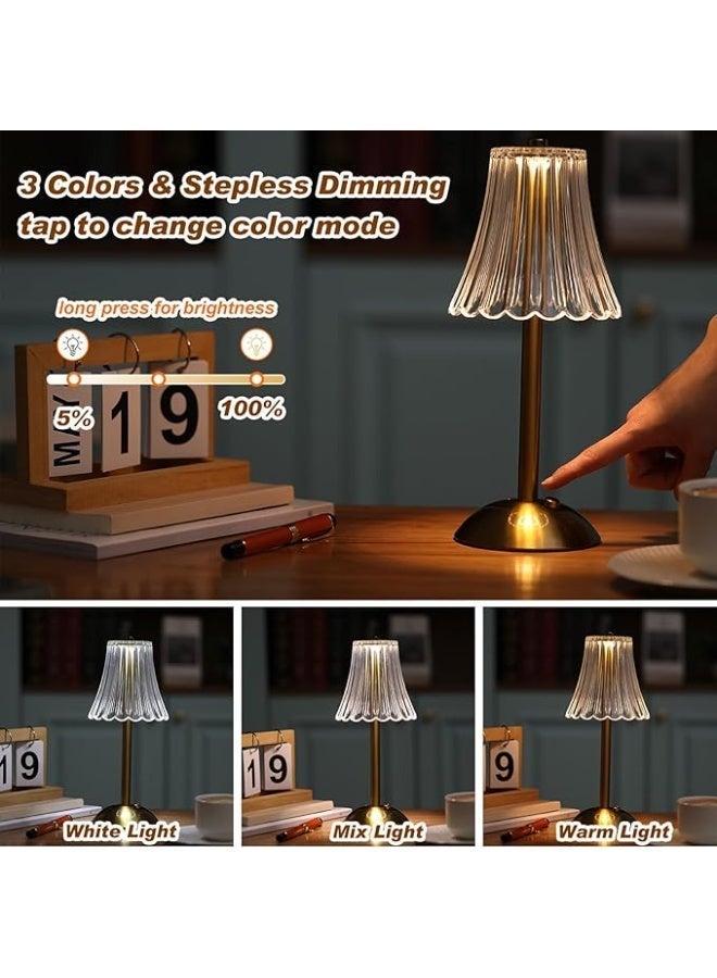 Portable Cordless Table Lamp, Fabric Shade Desk Lamps，3Color Dimmable Touch Lamp for Dining Room, Living Room, Bedroom, Bedside - Image 3