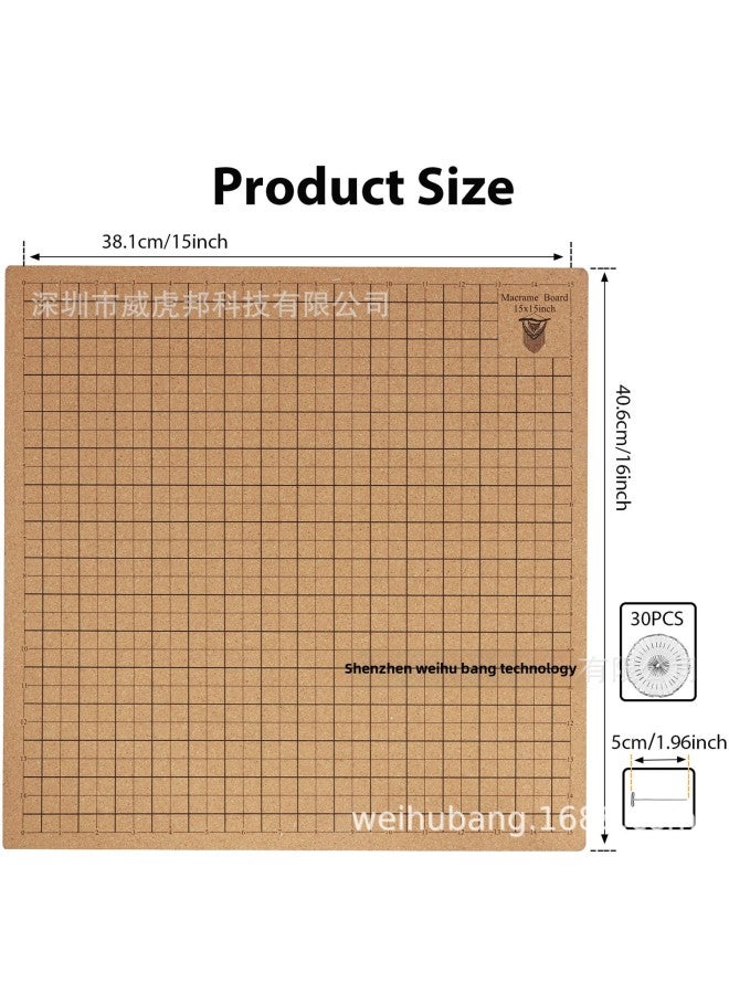 Macrame Braided Rope Square Cushion Board Cork Board Weaving DIY Cork Board-Color:30x30cm With Round Printing Plate (comes With A Manual For Braiding Rope) + 30t Needle Plate + Carton Packaging - Image 3