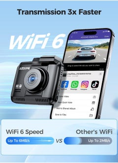 AZDOME 4K Dash Cam Front and Rear, 2160P Car Camera for Car, 64GB Card Included, WiFi Dash Cam with GPS and Speed, 2.4" Screen Dashcam with WDR Night Vision Motion Detection 24H Parking Mode GS63H Pro  - Image 3