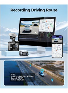AZDOME 4K Dash Cam Front and Rear, 2160P Car Camera for Car, 64GB Card Included, WiFi Dash Cam with GPS and Speed, 2.4" Screen Dashcam with WDR Night Vision Motion Detection 24H Parking Mode GS63H Pro  - Image 5