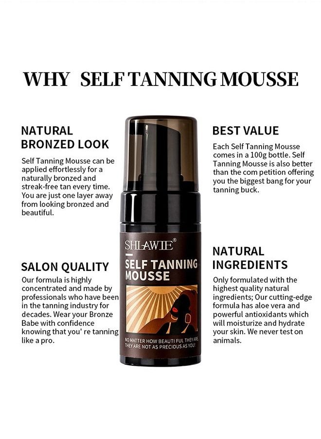 SHLAWIE Self Tanner Mousse | Natural Self Tanner Mousse | Light Self Tanning Mousse | Packied With Skin Benefits, No Added Nasties, Vegan, Cruelty Free | All Skin Types Self Tanner Mousse  - Image 2