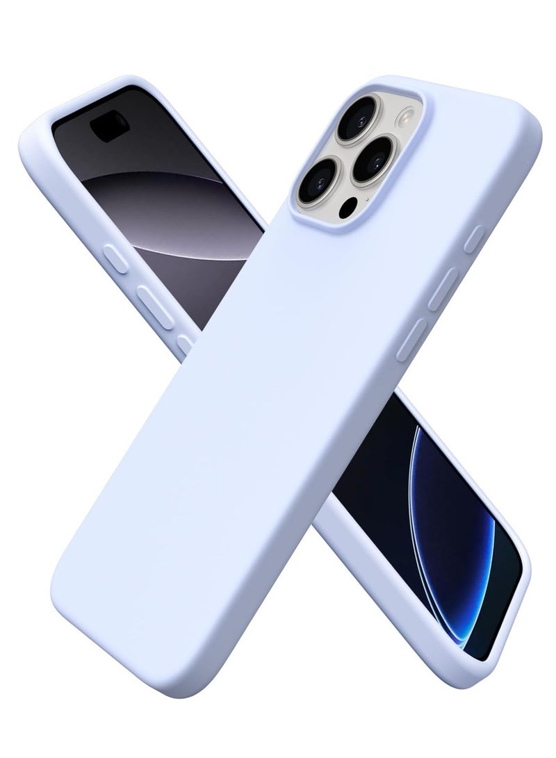 غطاء سيلكون سائل أزرق فاتح لجهاز آيفون 16 برو ماكس - حماية ناعمة مضادة للصدمات من TPU - Image 1