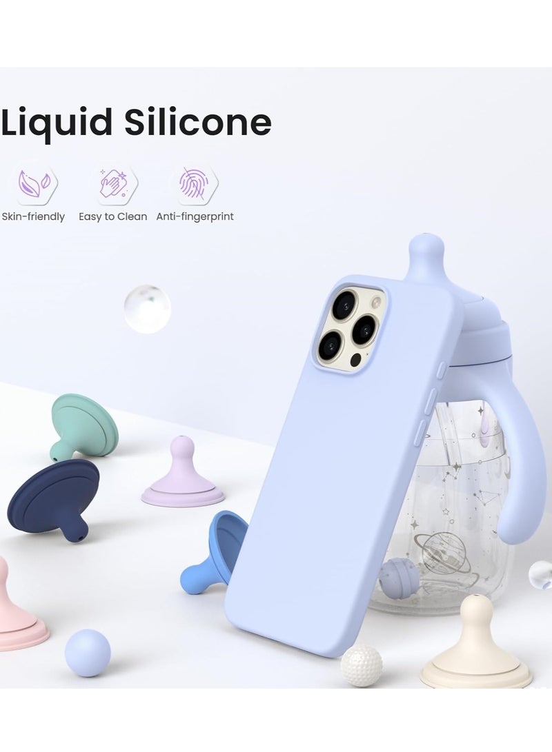 غطاء سيلكون سائل أزرق فاتح لجهاز آيفون 16 برو ماكس - حماية ناعمة مضادة للصدمات من TPU - Image 3