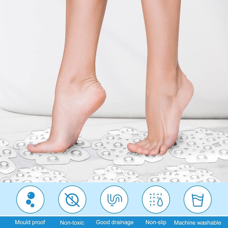 Riakrum 12 Counts Pebble Bath Treads Bathtub Non Slip Stickers Pebble Bath Mat Non Slip Bath Tub and Shower Mat with Suction Cups, Machine Washable - Image 4