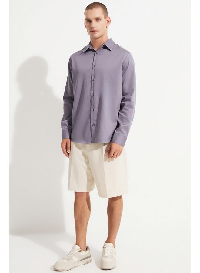 جون قميص رجالي كاجوال حصري لشهر يونيو - رمادي - Image 2