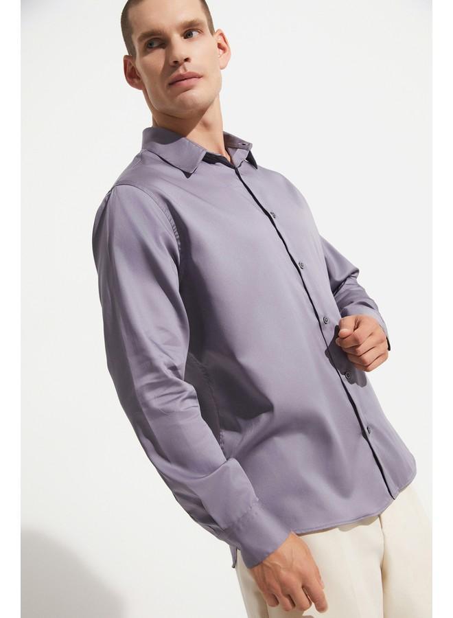 جون قميص رجالي كاجوال حصري لشهر يونيو - رمادي - Image 5