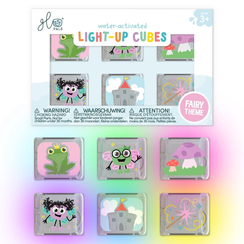 Glo Pals WaterActivated LightUp Cubes for Bathtime and Sensory Play Includes 6 Reusable LightUp Sensory Toys and Glowing Bath Cubes for Kids and Toddlers Fairy - Image 3