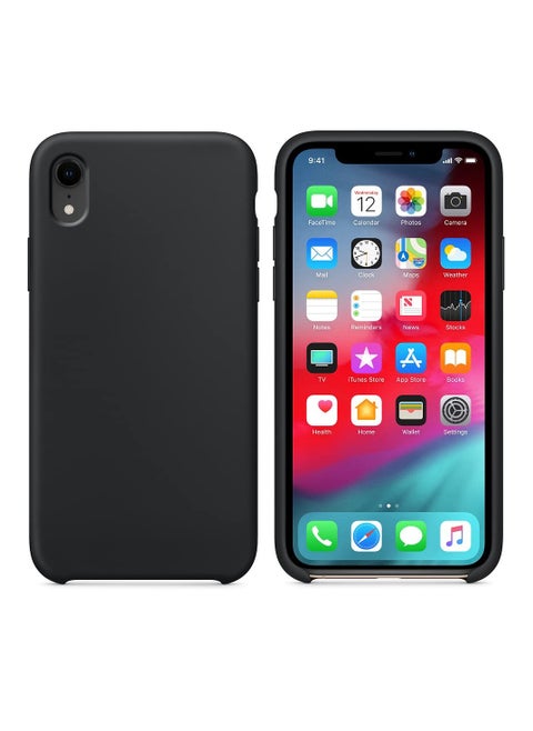 Soft Liquid Silicone Case for iPhone XR Shockproof Rubber Protective Cover with Raised Camera Edges Matte Finish Black