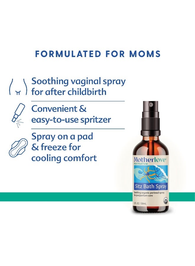 Motherlove بخاخ حمام المقعدة (حجم 4 أونصات) حمام المقعدة للعناية بعد الولادة - بخاخ عشبي لمنطقة العجان مع هازيل الساحرة - عضوي من وزارة الزراعة الأمريكية، نباتي، وخالي من التجارب على الحيوانات - Image 2