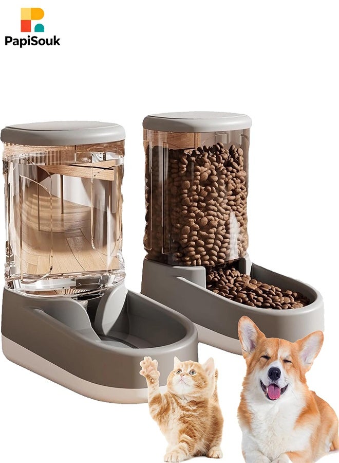 PapiSouk 2 Pack Automatic Pet Feeder and Water Dispenser Large Capacity Gravity Food Feeder with Water Bowl Self Feeding Station for Indoor Dogs Cats Pets - Image 1