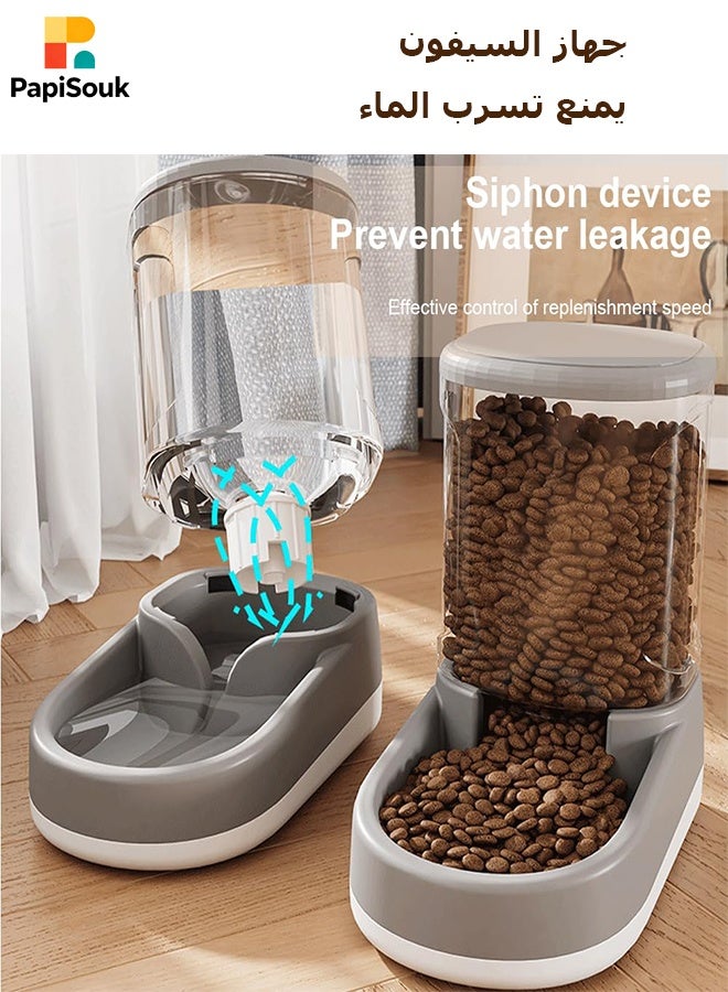 PapiSouk 2 Pack Automatic Pet Feeder and Water Dispenser Large Capacity Gravity Food Feeder with Water Bowl Self Feeding Station for Indoor Dogs Cats Pets - Image 5