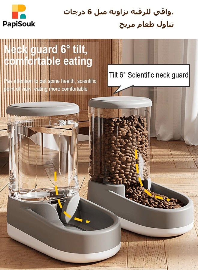 PapiSouk 2 Pack Automatic Pet Feeder and Water Dispenser Large Capacity Gravity Food Feeder with Water Bowl Self Feeding Station for Indoor Dogs Cats Pets - Image 4