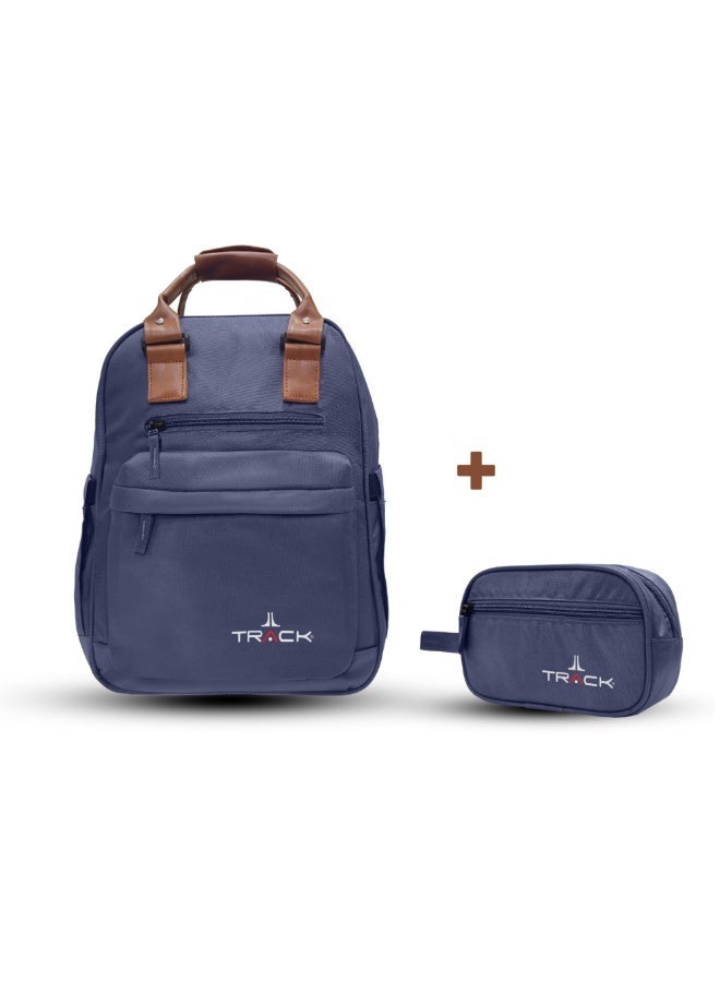 تراك حقيبة ظهر + جراب TRACK GRIP - أزرق | حقيبة ظهر للكمبيوتر المحمول للعمل والسفر | حقيبة ظهر خفيفة الوزن ومتينة مع مساحة تخزين منظمة | أحزمة كتف مريحة | مجموعة حقائب حمل يومية - Image 1