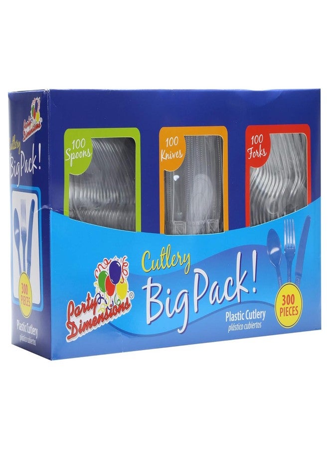 Party Dimensions 300 Count Plastic Cutlery Combo Box, Disposable Clear Plastic Silverware Utensils Set, 100 Forks, 100 spoons, 100 knives - Image 5