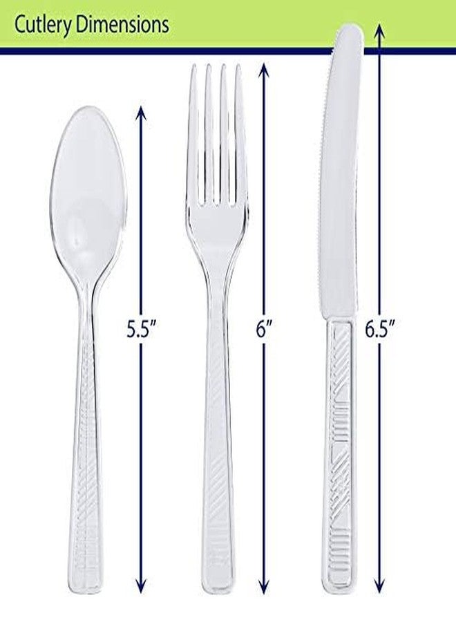 Party Dimensions 300 Count Plastic Cutlery Combo Box, Disposable Clear Plastic Silverware Utensils Set, 100 Forks, 100 spoons, 100 knives - Image 3