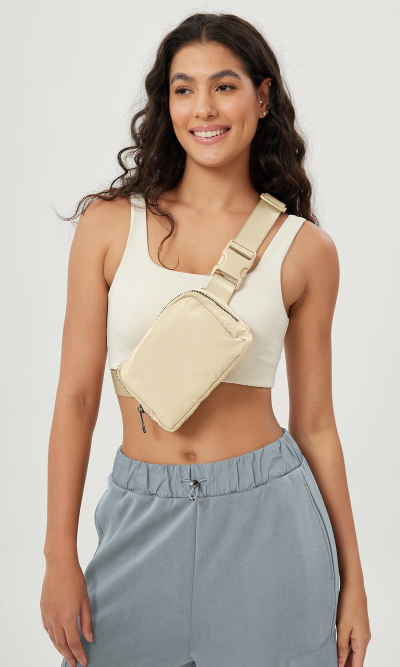 ODODOS Unisex Mini Belt Bag with Adjustable Strap Small Fanny Pack for Workout Running Traveling Hiking, Ivory - Image 3