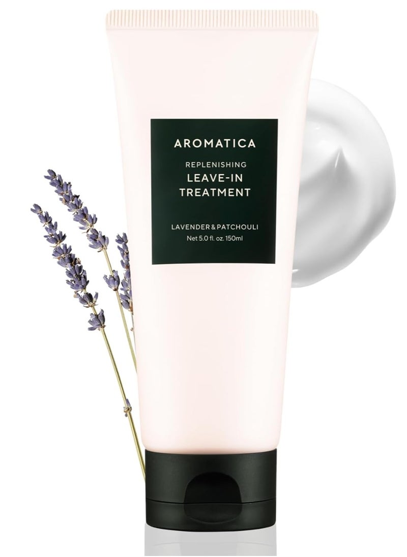 AROMATICA AROMATICA REPLENISHING LEAVE-IN TREATMENT LAVENDER & PATCHOULI 5.0fl oz/150ml - Silicone-Free Leave In Conditioner for Damaged Hair & Heat Protection, No-Rinse Formula  - Image 1
