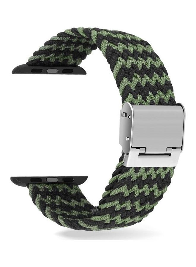 NIBEMINENT Braided and Stainless Steel Replacement Watchbands For Apple Watch Series 7/6/SE/5/4/3/2/1 38/40/41mm Black/Green - Image 1