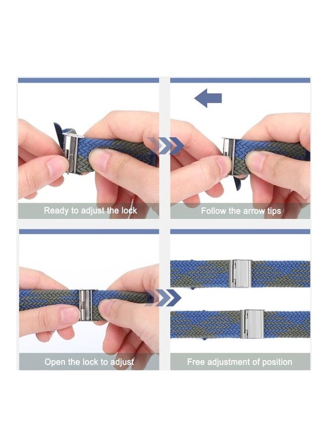 NIBEMINENT Braided and Stainless Steel Replacement Watchbands For Apple Watch Series 7/6/SE/5/4/3/2/1 38/40/41mm Black/Green - Image 4