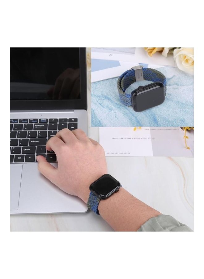 NIBEMINENT Braided and Stainless Steel Replacement Watchbands For Apple Watch Series 7/6/SE/5/4/3/2/1 38/40/41mm Black/Green - Image 2