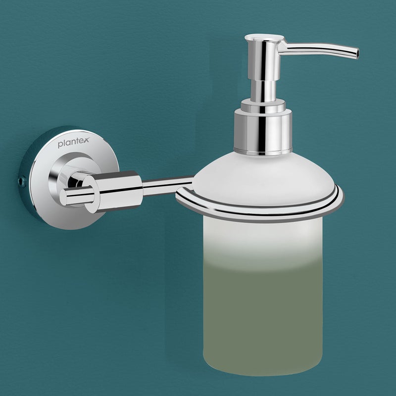 Plantex 304 Grade Stainless Steel Washroom Set of 2 - Toilet Paper Holder/Stand/Liquid Soap Dispenser - Daizy (Chrome) - Image 4