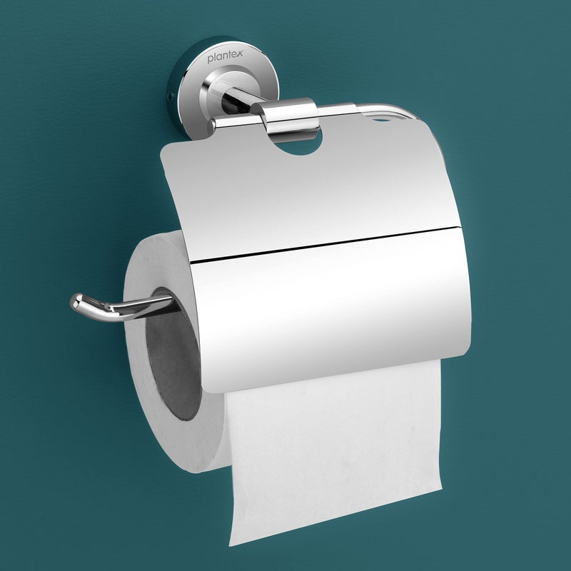 Plantex 304 Grade Stainless Steel Washroom Set of 2 - Toilet Paper Holder/Stand/Liquid Soap Dispenser - Daizy (Chrome) - Image 3