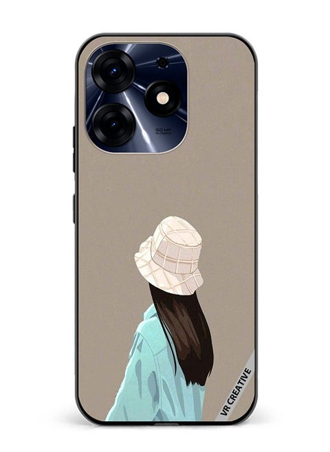 Protective Case Cover For Tecno Spark 10 Pro Brown Hat Girl Design Multicolour