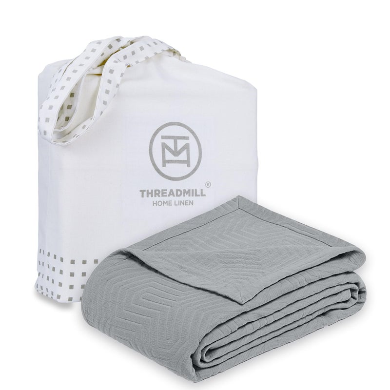 Threadmill Luxury Cotton Blankets for King Size Bed  AllSeason Cozy 100 Cotton Blanket  Aster Jacquard Soft  Lightweight Coverlet fits California King Size Bed 104x92  Scottish Grey