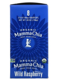 Organic Chia Squeeze Vitality Snack Wild Raspberry 8 Squeezes 3.5 oz  (99 g) Each
