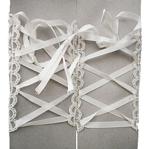 Vivivalue Women Lace Fingerless Elbow Bridal Rhinestone Wedding Party Prom White Gloves - Image 4