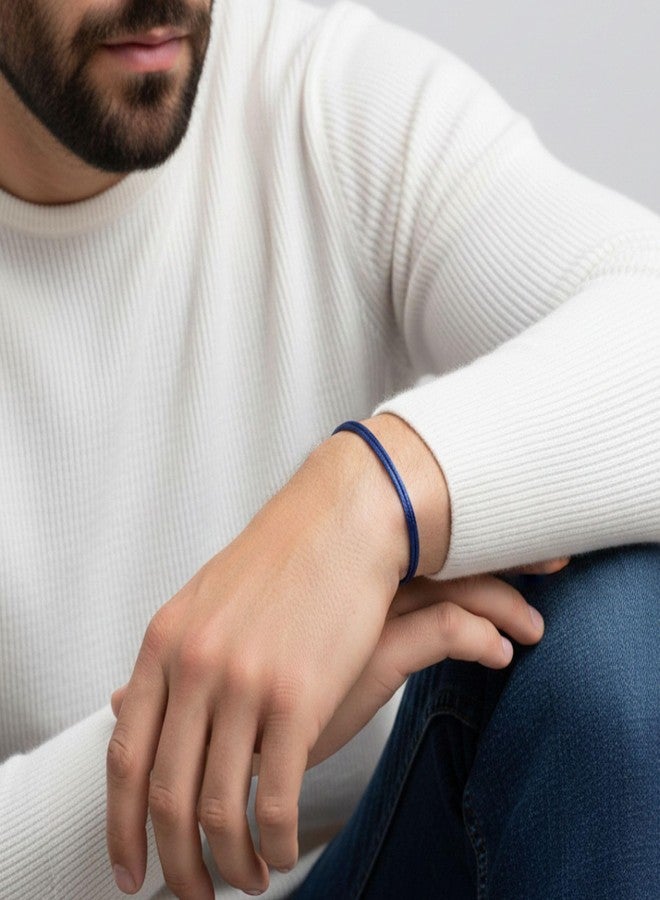 Luck Strings Navy Blue Wax Nylon Cord Bracelet - Waterproof Adjustable Unisex String Bracelet for Men & Women, Nautical & Protection Jewelry, Confidence & Strength Symbol (Navy Blue, One Size) - Image 2