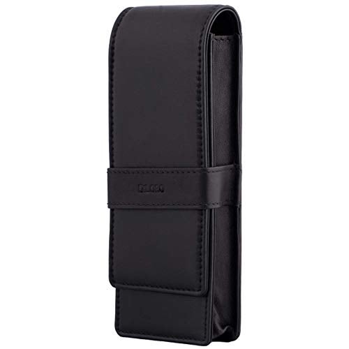 DiLoro Leather Triple Pen Case Pencil Pouch Holder for Three Fountain Ballpoint Rollerball Pens and Pencils (Black) - Image 2