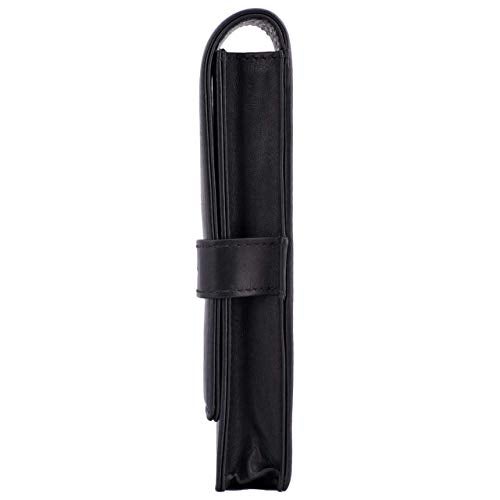 DiLoro Leather Triple Pen Case Pencil Pouch Holder for Three Fountain Ballpoint Rollerball Pens and Pencils (Black) - Image 3