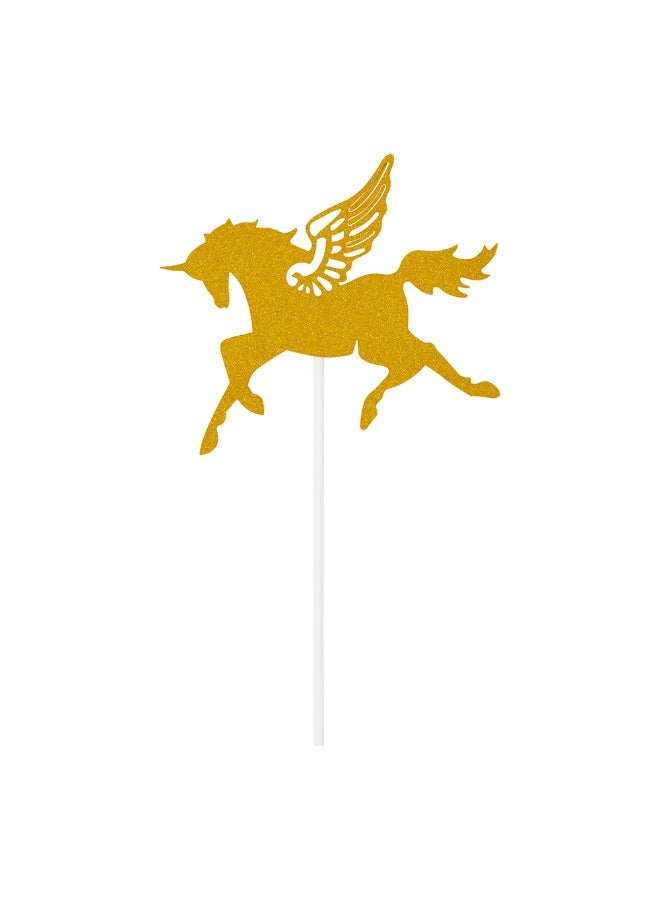 Restaurantware Top Cake 6 X 4.3 Inch Cake Toppers, 100 Unicorn Design Cake Topper Inserts - Sturdy, With Glitter Detail, Gold Paper Cake Decoration, Birthday, Baby Shower, Wedding Supplies - Image 1