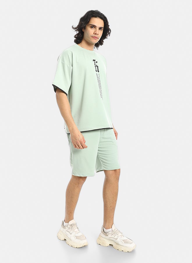 Red Circle Slip On Printed T Shirt and Shorts Set - Image 2