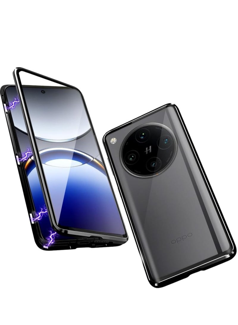 Case Compatible with OPPO Find X8 Pro Magnetic Body Metal Frame Double Sided Clear Tempered Glass Cover with Camera Protection - Image 1