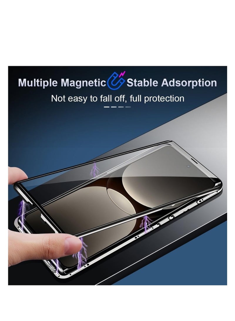 Case Compatible with OPPO Find X8 Pro Magnetic Body Metal Frame Double Sided Clear Tempered Glass Cover with Camera Protection - Image 2