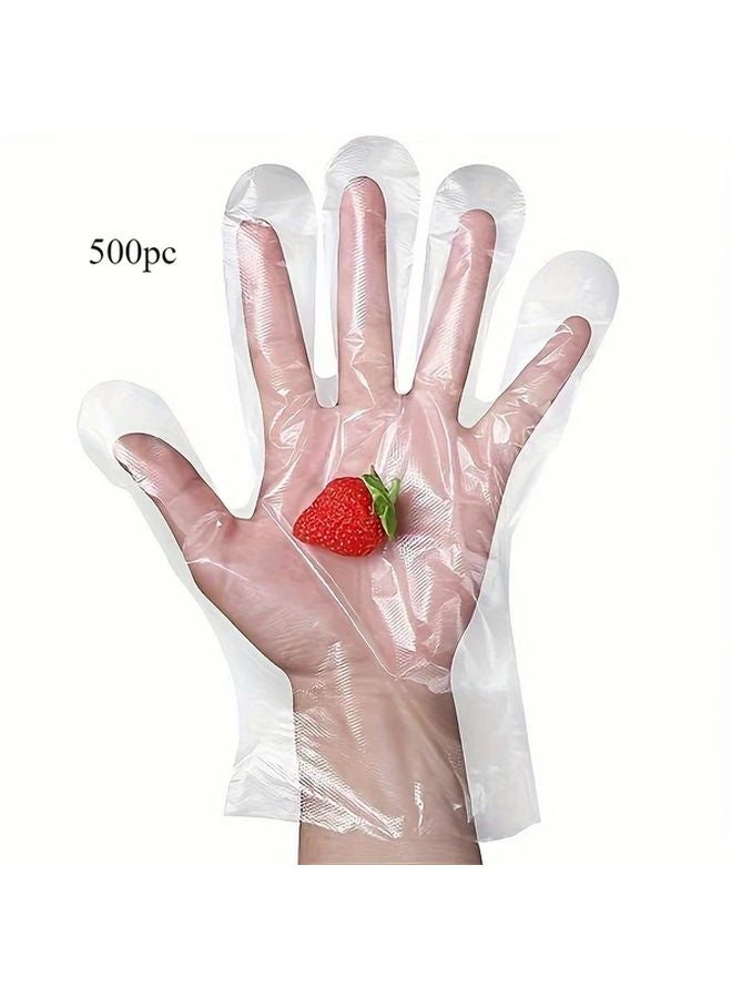 500 Pc Disposable PE Gloves Food Grade Transparent Hygienic Kitchen Supplies - Image 1