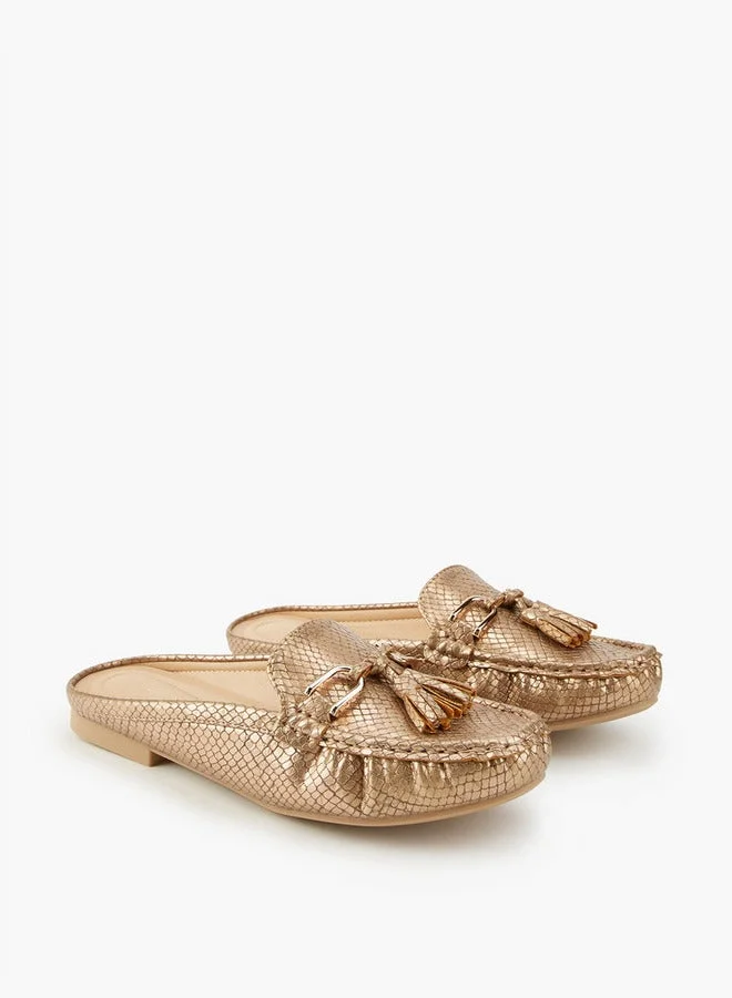 Flora Bella By Shoexpress Textured Mules with Tassels