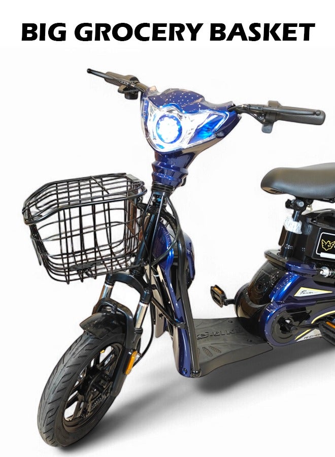 حصان الريح دراجة توصيل كهربائية M1، محرك ٤٠٠ واط، بطارية ٤٨ فولت ١٢ أمبير/ساعة، سرعة قصوى ٥٥ كم/ساعة، مقعد مزدوج، إطارات ١٤ بوصة، سلة بقالة أمامية، نظام فتح وقفل عن بُعد، هيكل من سبائك الكربون. دراجة كهربائية بثلاث سرعات. - Image 5