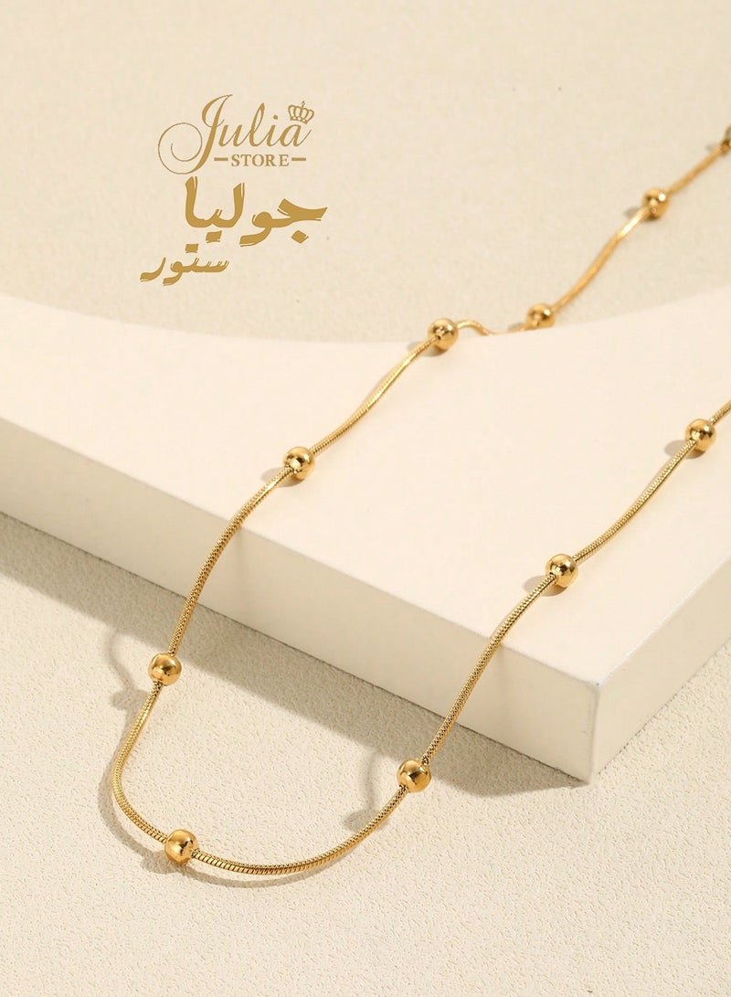 Julia Store Gold Dainty Choker Necklace, 18K Gold Plated Stainless Steel Beaded Choker, Adjustable Chain Necklaces, chic Bohemian Pendant Necklace Jewelry for Women - Image 1
