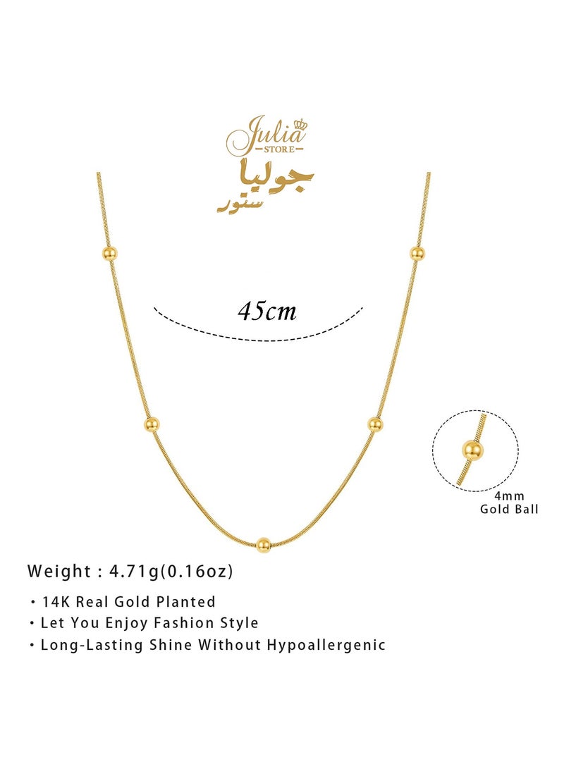 Julia Store Gold Dainty Choker Necklace, 18K Gold Plated Stainless Steel Beaded Choker, Adjustable Chain Necklaces, chic Bohemian Pendant Necklace Jewelry for Women - Image 2