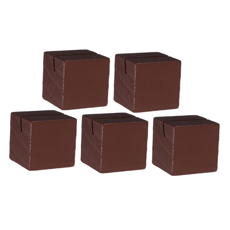 حامل بطاقات بريدية خشبي 5 قطع مقاس 3.5 × 3.5 × 3.5 سم لحفلات الزفاف والمكاتب لحامل قائمة الطعام - Image 2