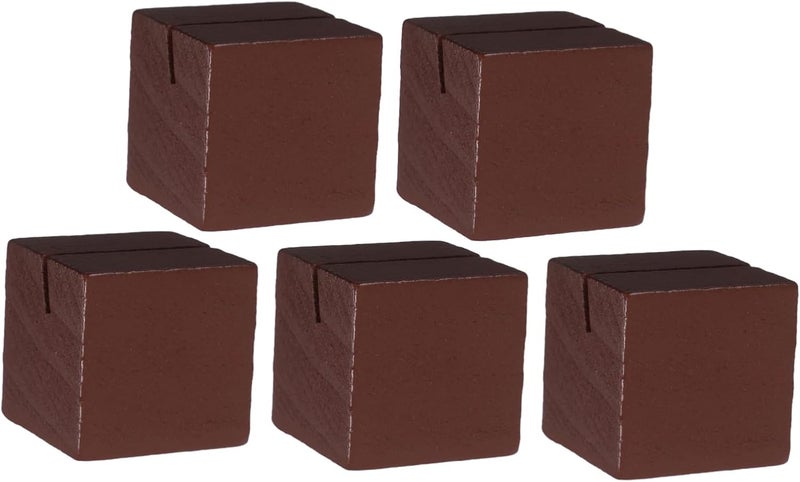 حامل بطاقات بريدية خشبي 5 قطع مقاس 3.5 × 3.5 × 3.5 سم لحفلات الزفاف والمكاتب لحامل قائمة الطعام - Image 1