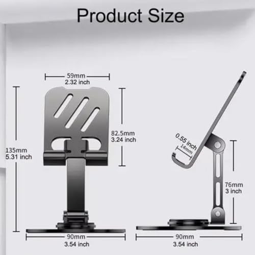 coku Mobile Stand for Home, 360° Rotation Angle Adjustable Phone Stand for Study, Desk, Table, Streaming, Foldable & Portable Desktop Stand for 4 to 10 inch Smartphones - Image 2